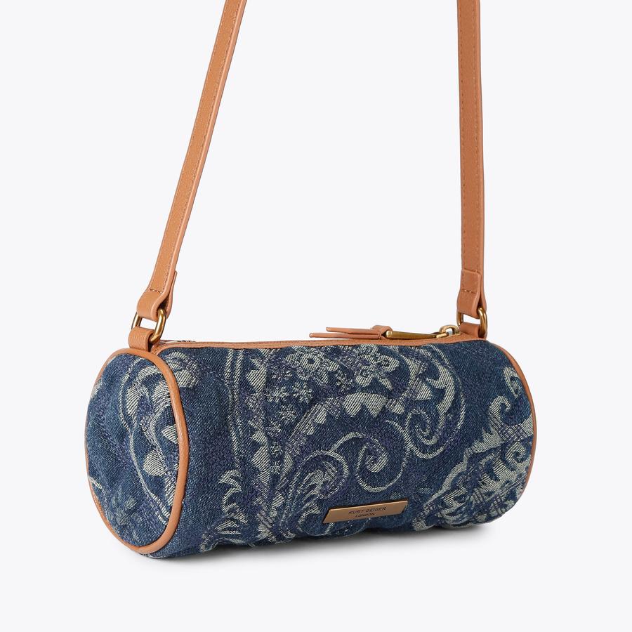 KENSINGTON SM BARREL Denim Shoulder Bag by Kurt Geiger London