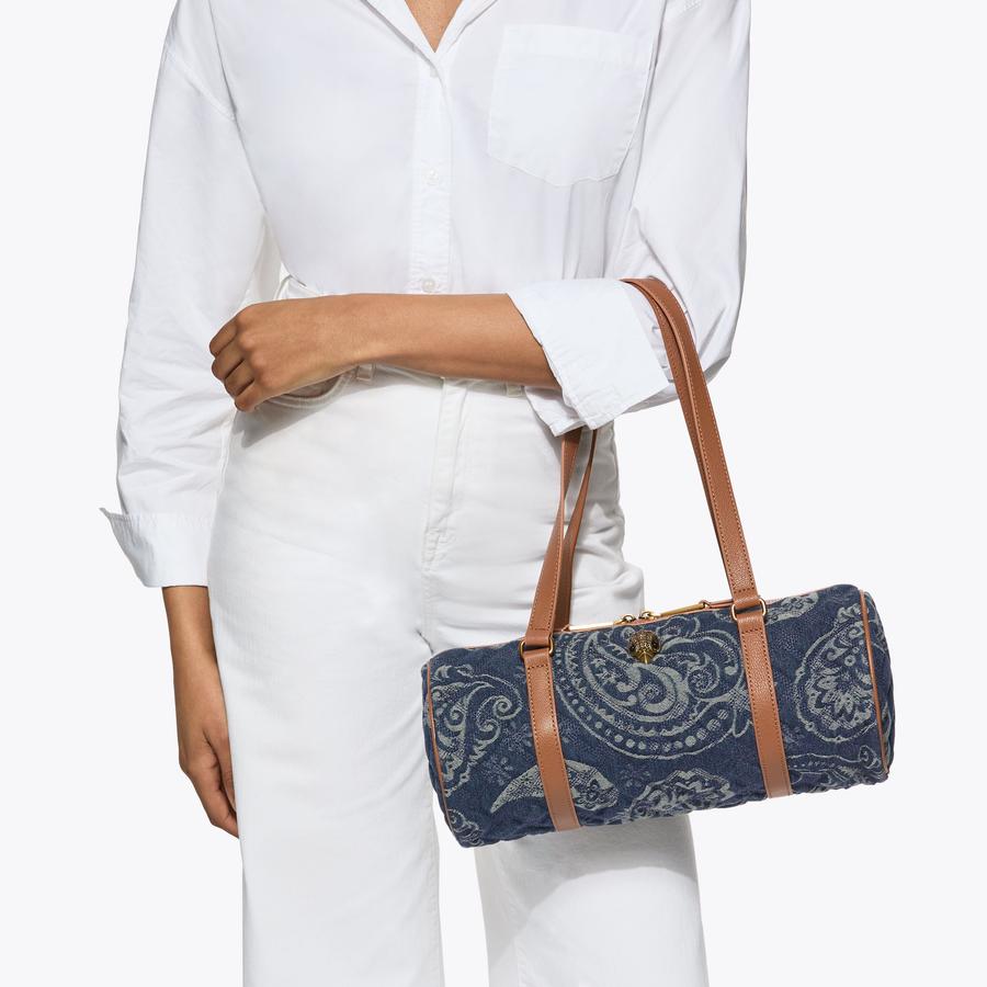 KENSINGTON SM BARREL Denim Shoulder Bag by Kurt Geiger London