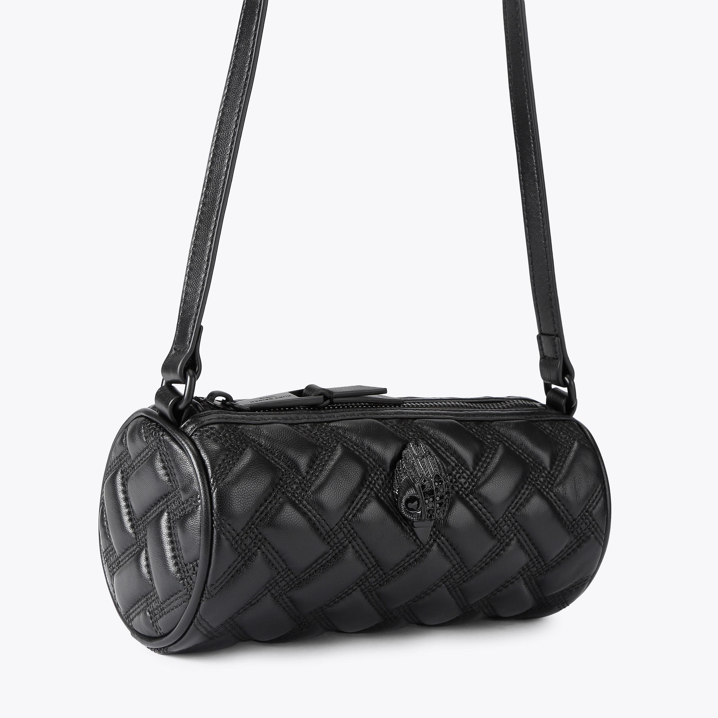 KENSINGTON SM BARREL DR Black Leather Shoulder Bag by Kurt Geiger