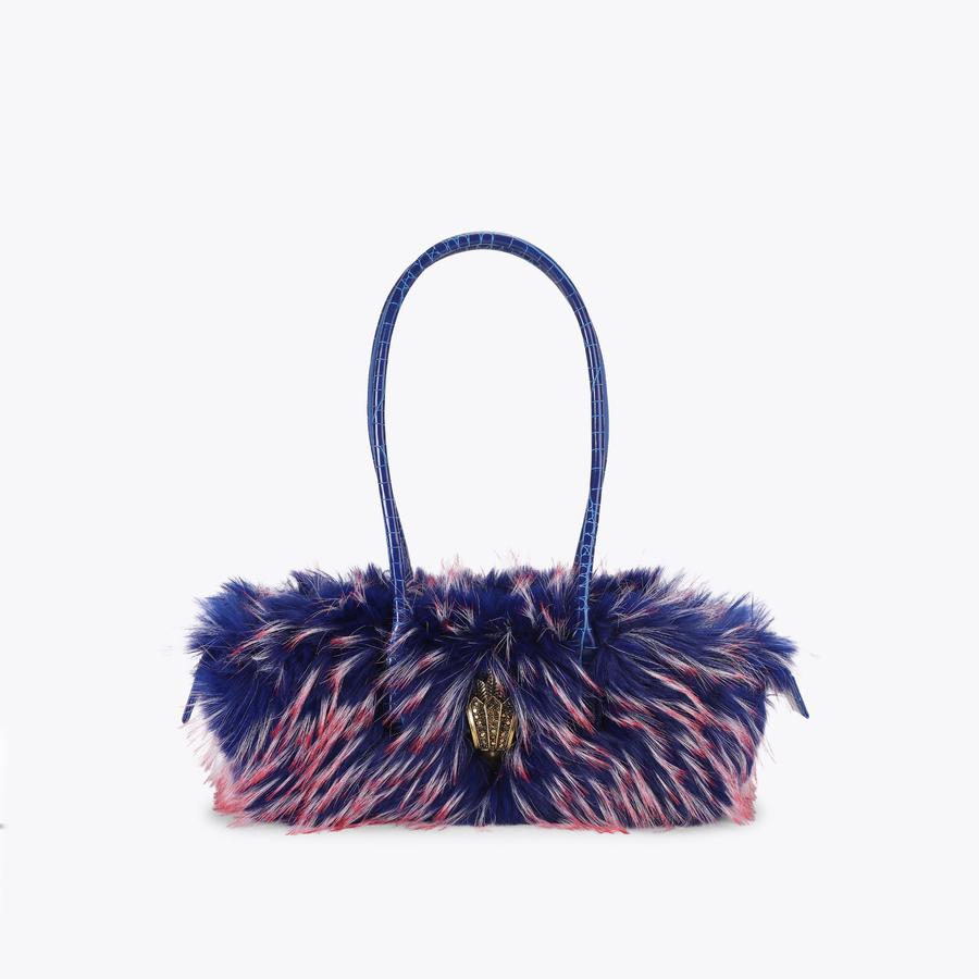 バッグ JentLouis Faux fur shoulder bag SLOANE EASTWEST SHOULDER Bleu Faux Fur Shoulder Bag by Kurt Geiger