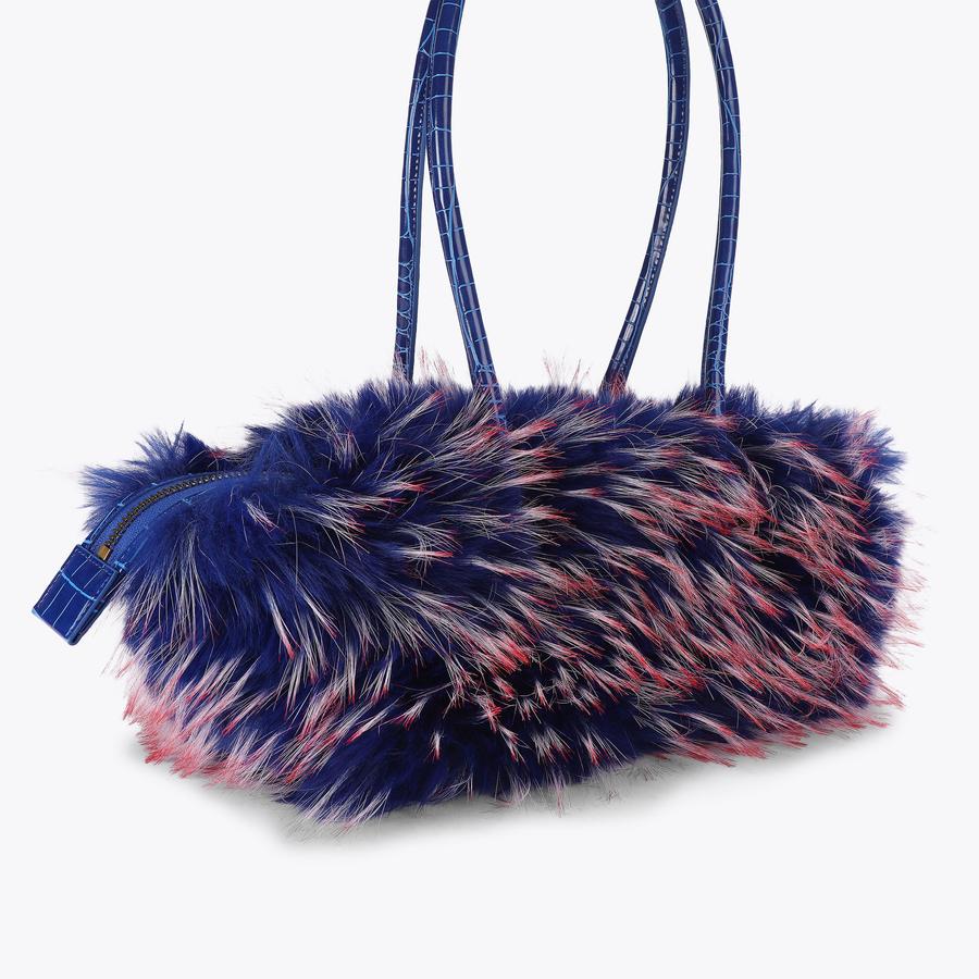 SLOANE EASTWEST SHOULDER Bleu Faux Fur Shoulder Bag by Kurt Geiger