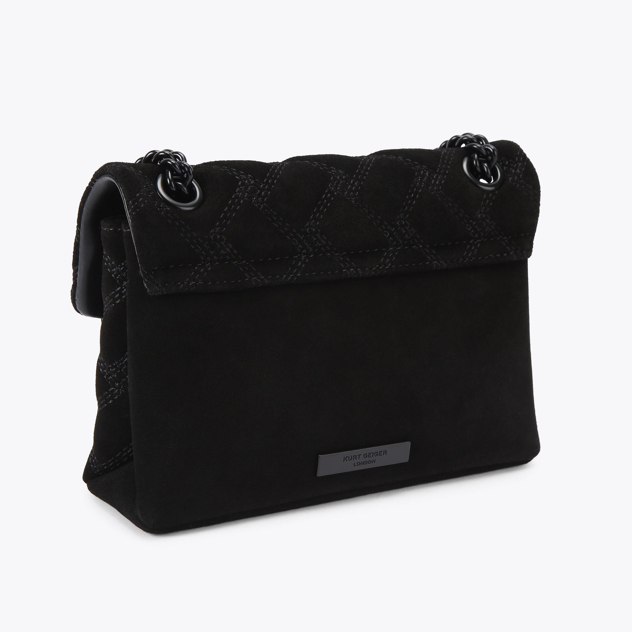 MINI KENSINGTON DRENCH Black Suede Leather Drench Bag by Kurt