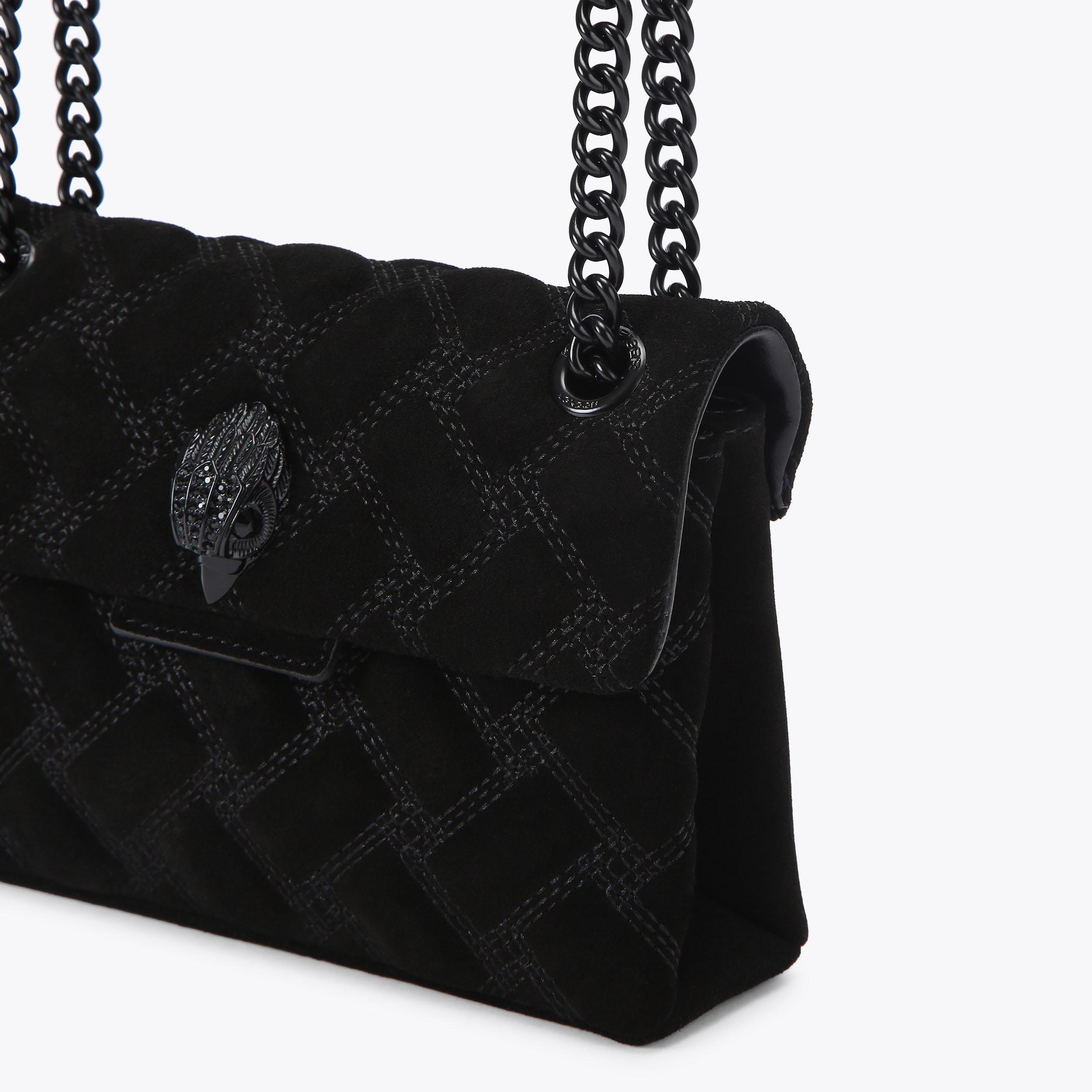 MINI KENSINGTON DRENCH Black Suede Leather Drench Bag by Kurt