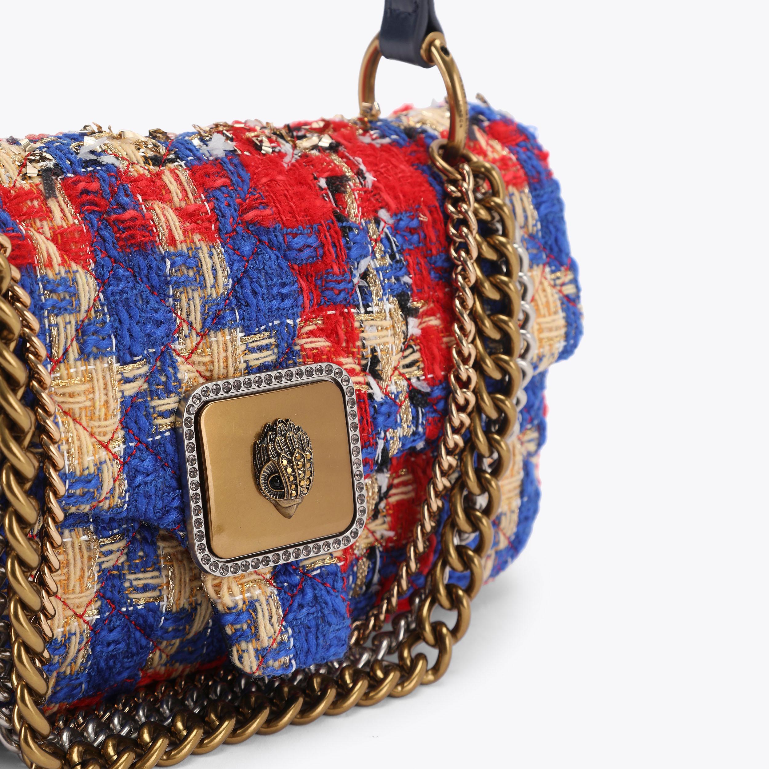 PIMLICO BAG CHAIN Tweed Fabric Shoulder Bag by Kurt Geiger London