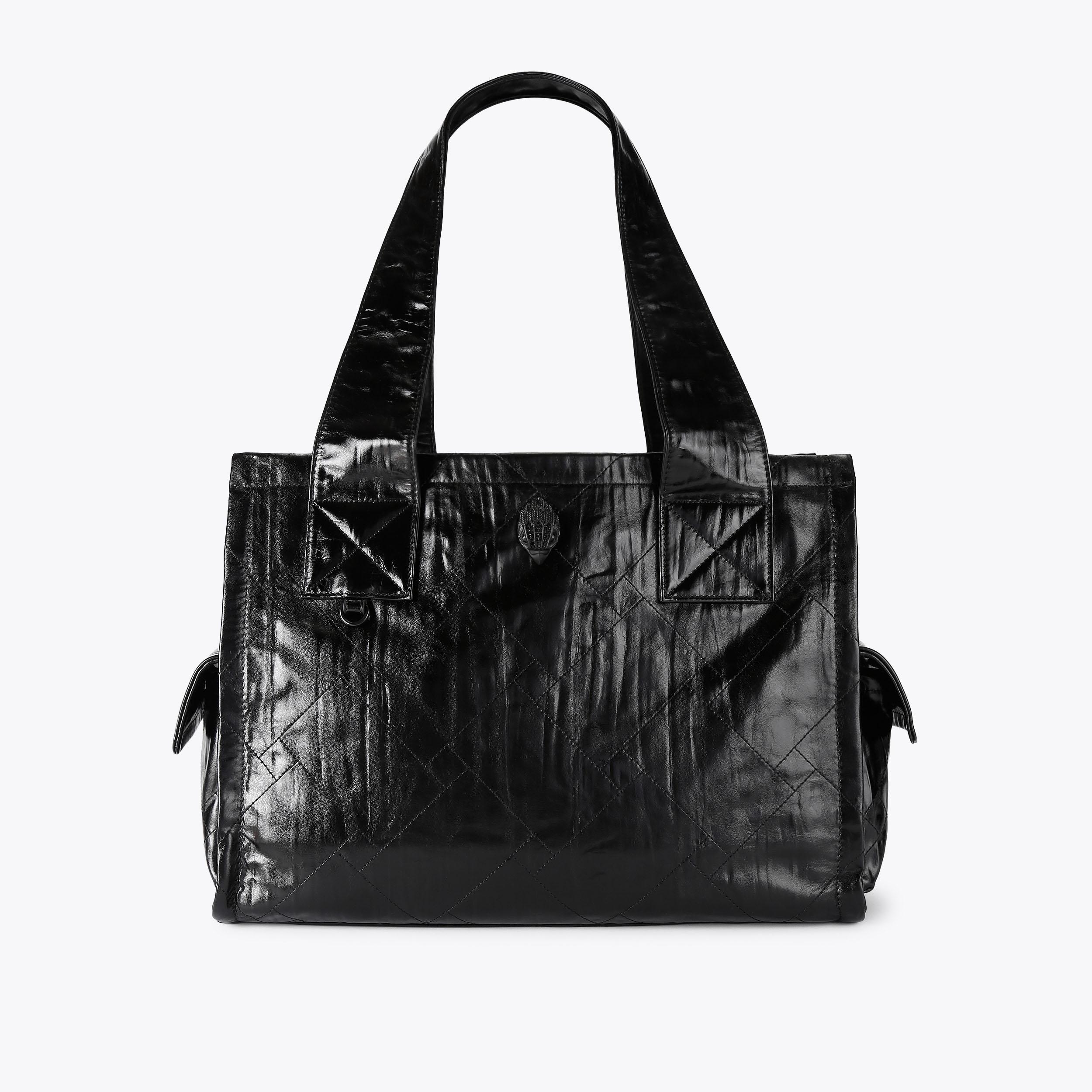ミュージシャン CDL Faux Leather Tote Bag CELIA TOTE BAG DR Black Canvas Leather Tote Bag by Kurt Geiger London
