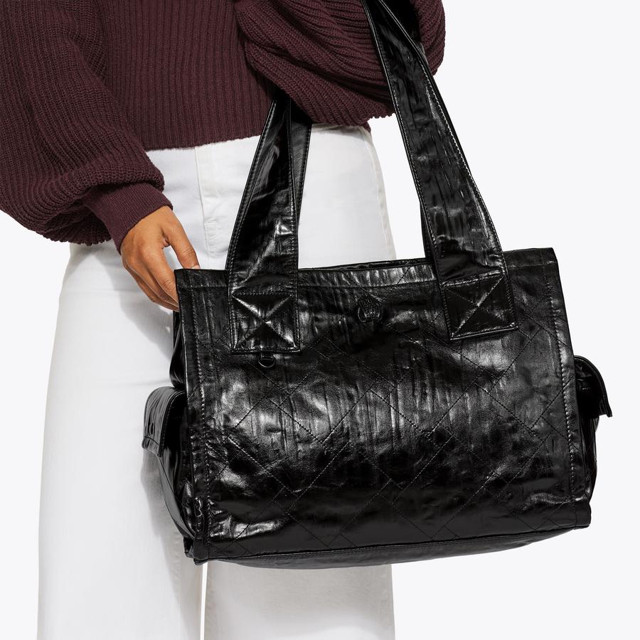 CELIA TOTE BAG DR Black Canvas Leather Tote Bag by Kurt Geiger London