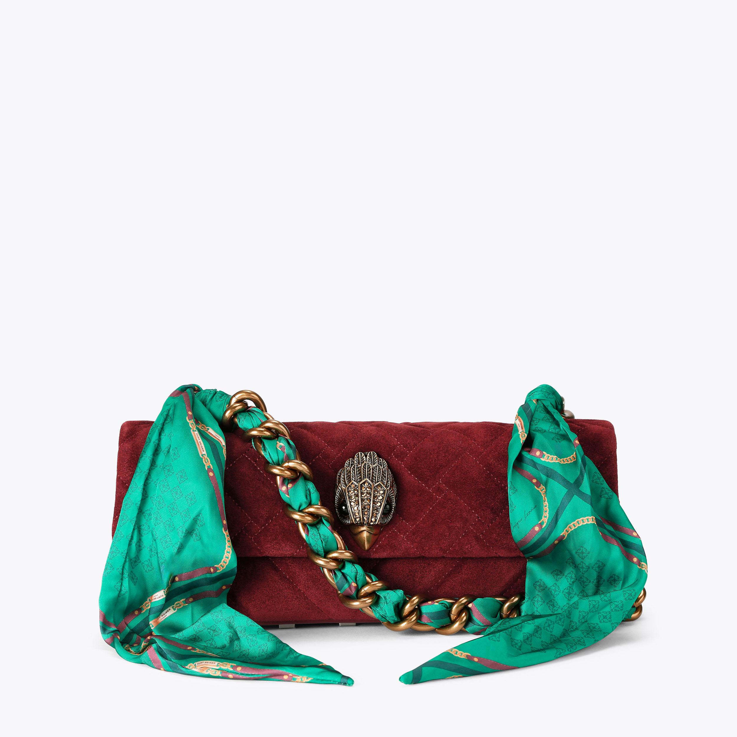KENSINGTON EW KURT SCARF Wine Suede Shoulder Bag by Kurt Geiger London