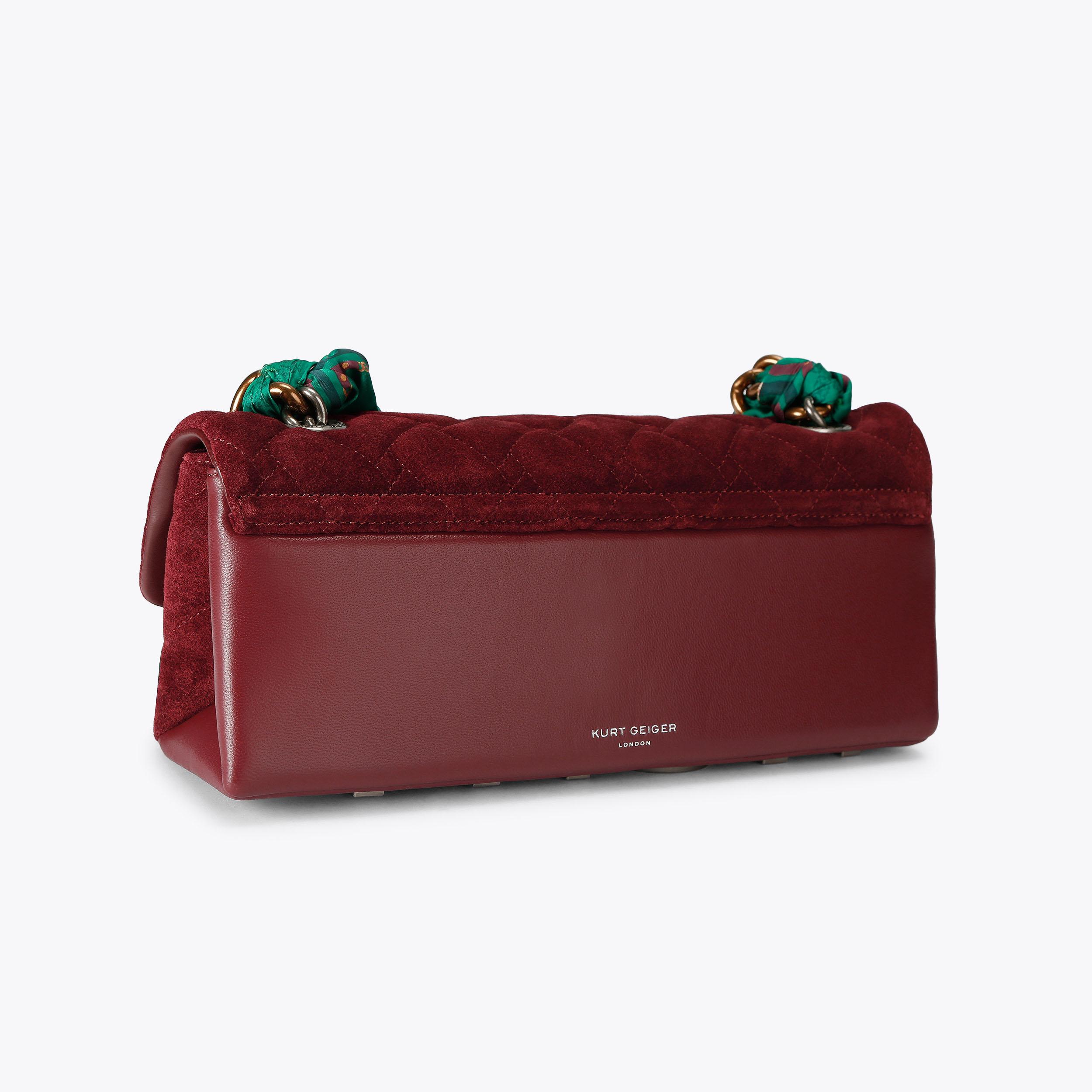 KENSINGTON EW KURT SCARF Wine Suede Shoulder Bag by Kurt Geiger London