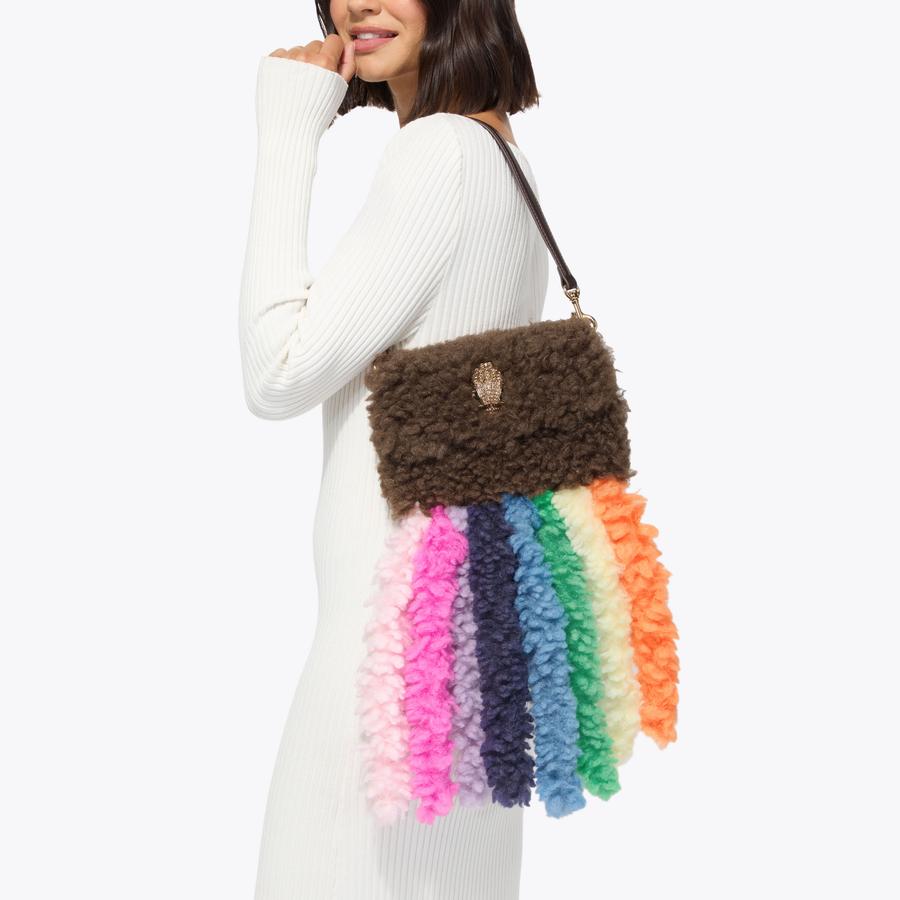 MD KENSINGTON F FUR Multi Colour Tassel Faux Fur Bag by Kurt