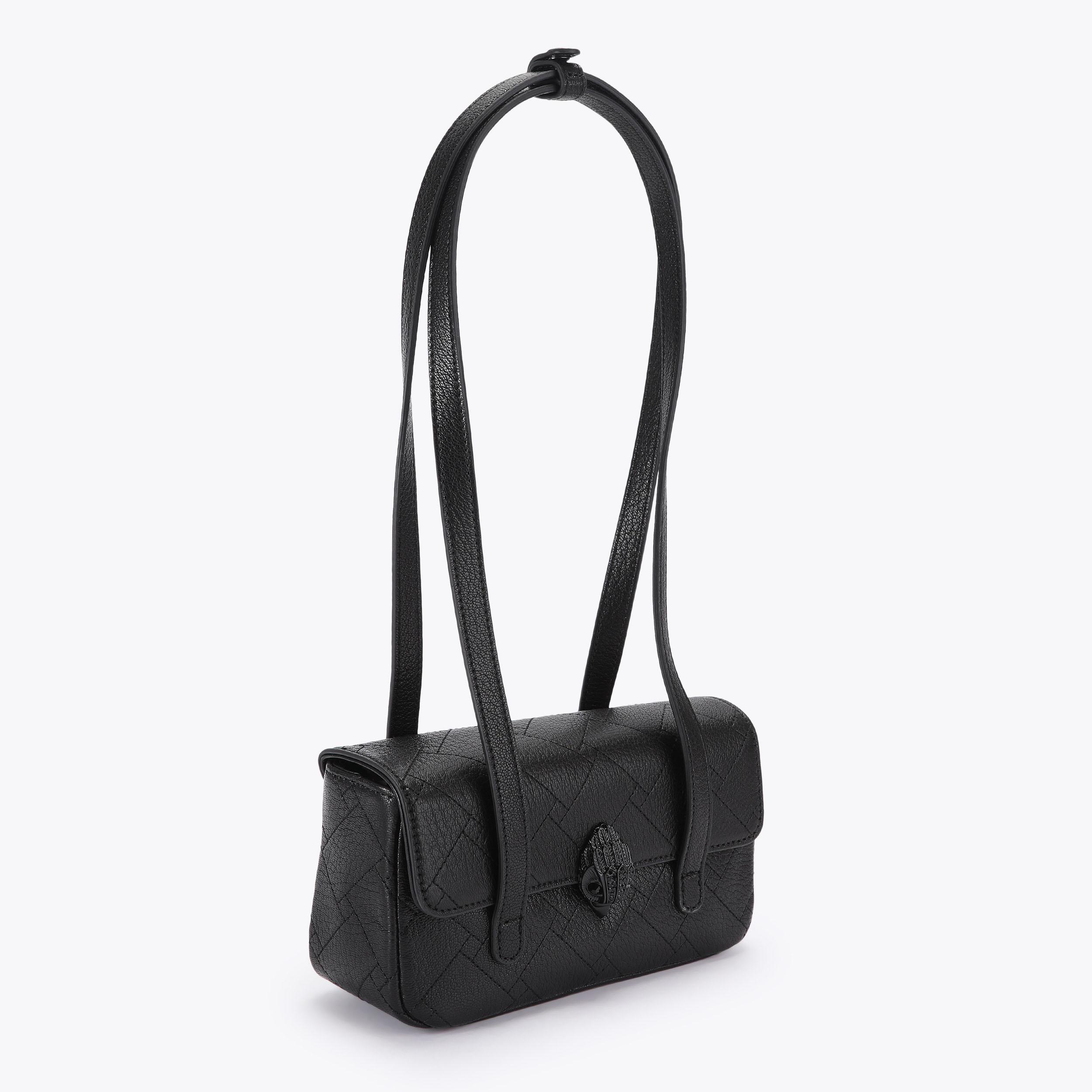 MINI OXFORD SH STRAPS DR Black Leather Shoulder Bag by Kurt Geiger