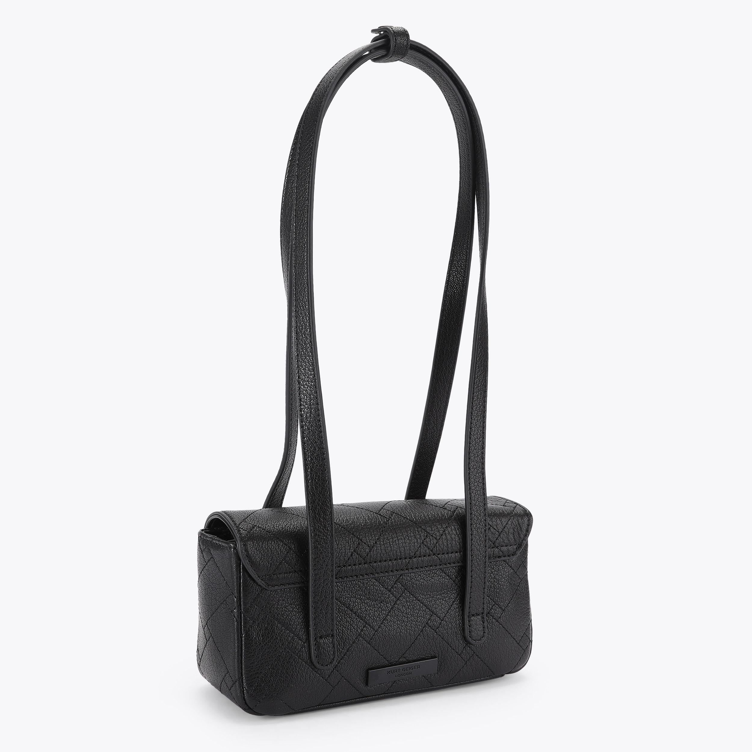 MINI OXFORD SH STRAPS DR Black Leather Shoulder Bag by Kurt Geiger