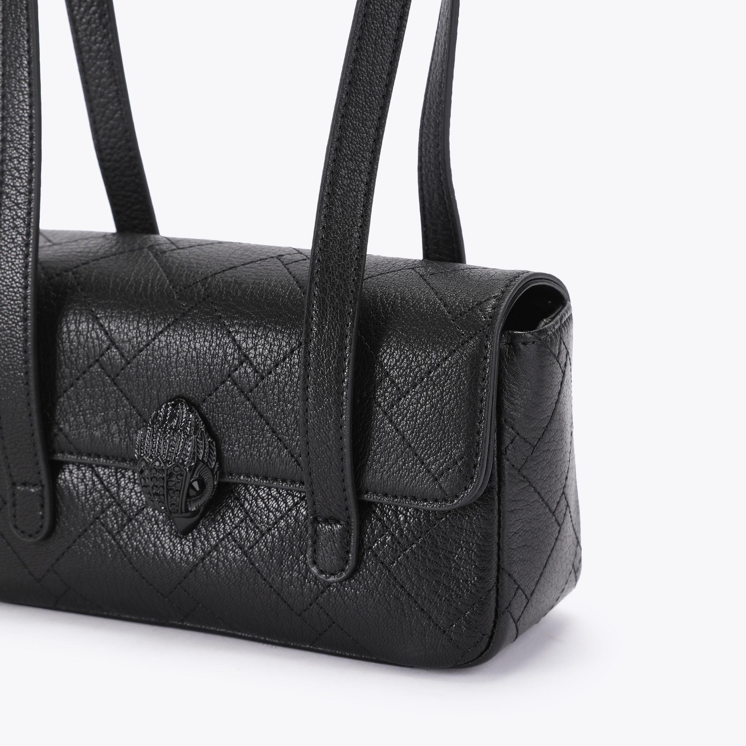 MINI OXFORD SH STRAPS DR Black Leather Shoulder Bag by Kurt Geiger