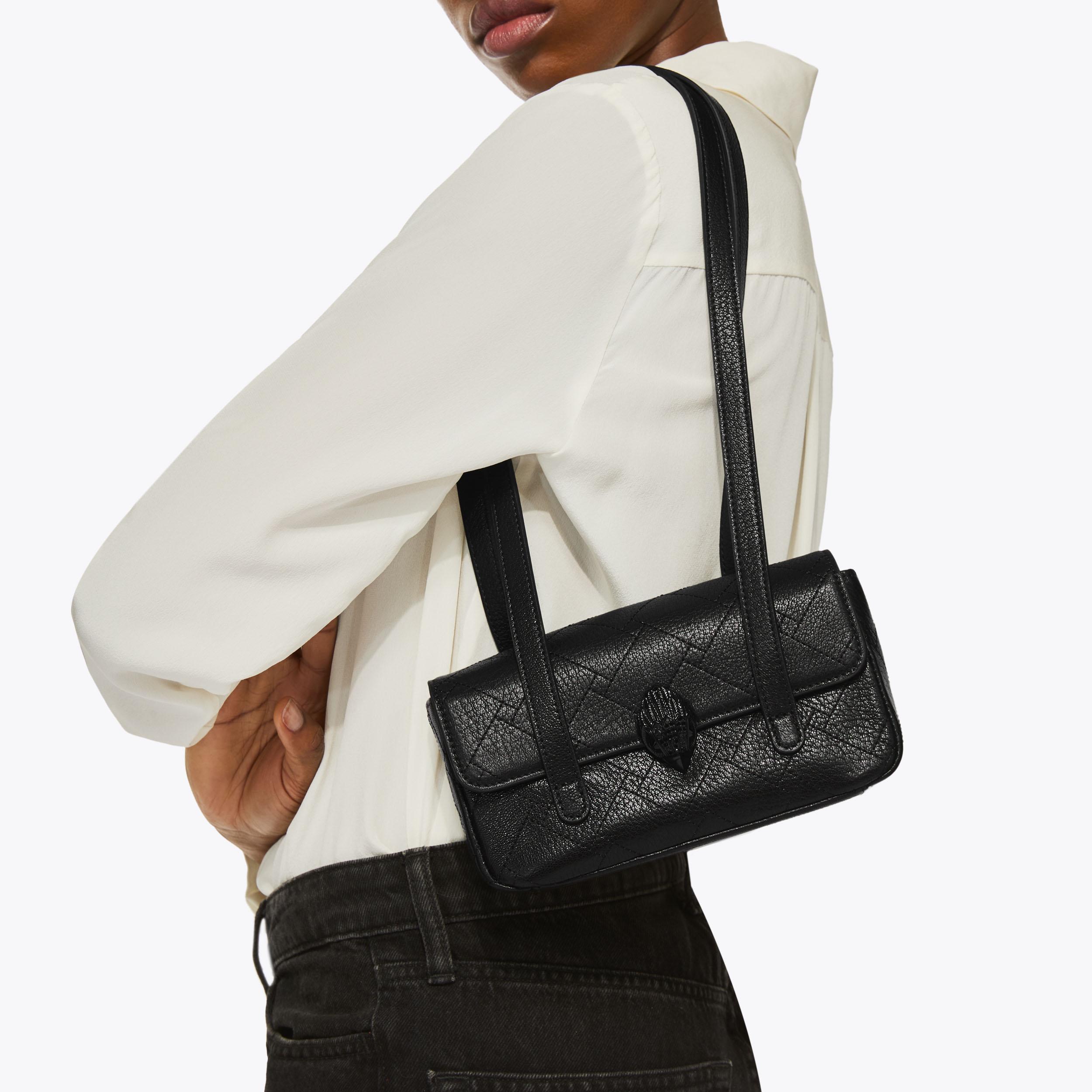MINI OXFORD SH STRAPS DR Black Leather Shoulder Bag by Kurt Geiger