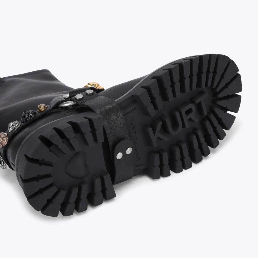 EAGLES HARNESS BIKER Black Leather Biker Boot by Kurt Geiger London