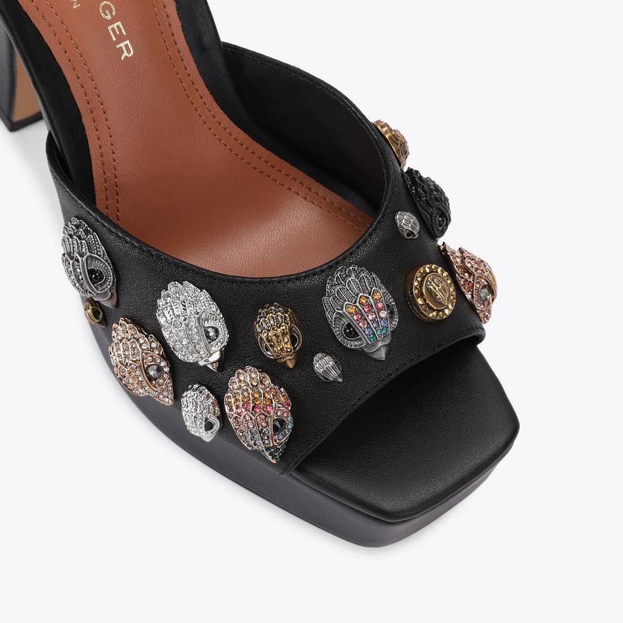 GRISE5cmレザーEDGEスタッズミュール　黒　新品未使用　牛革　ウエスタン EAGLES PLATFORM SDL Black Leather Platform by Kurt Geiger London