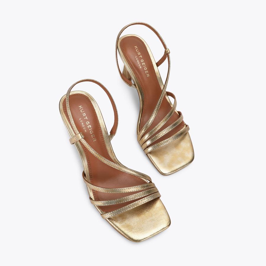 CANDY LOW SANDAL Gold Crystal Heel by Kurt Geiger London