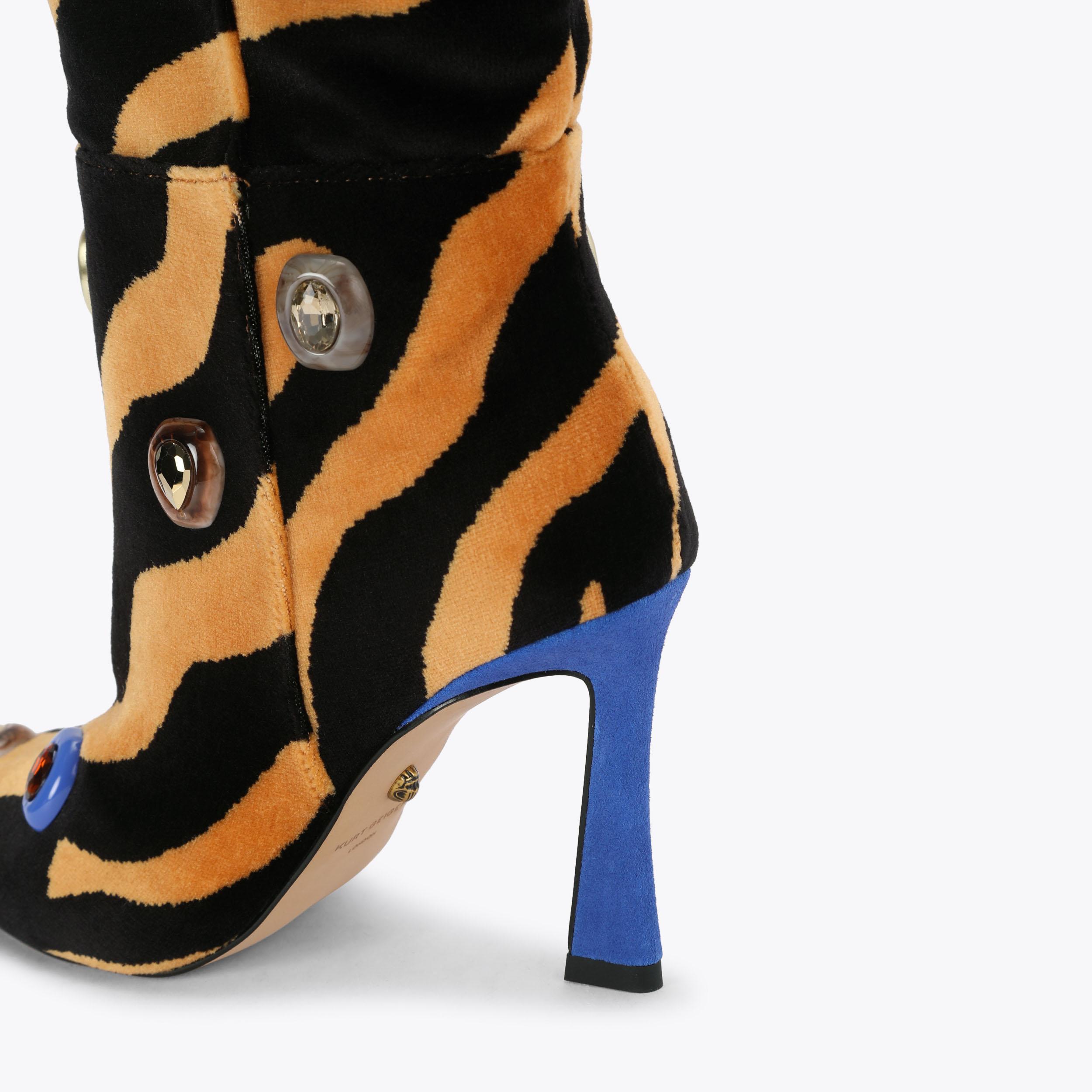 CANDY OPHELIA KNEE BOOT Tiger Velvet Knee High boot by Kurt Geiger