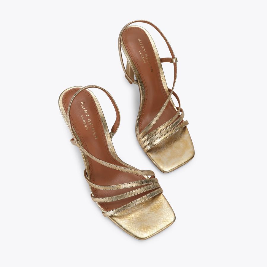 CANDY SANDAL Metallic Gold Leather Heel by Kurt Geiger London