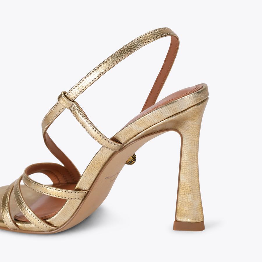 CANDY SANDAL Metallic Gold Leather Heel by Kurt Geiger London