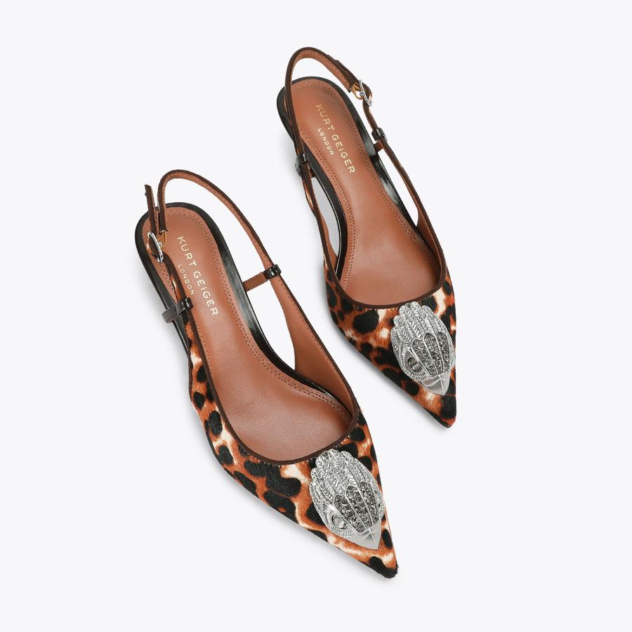 LARGE EAGLE SLING 40 Leopard Crystal Slingback Heel by Kurt Geiger