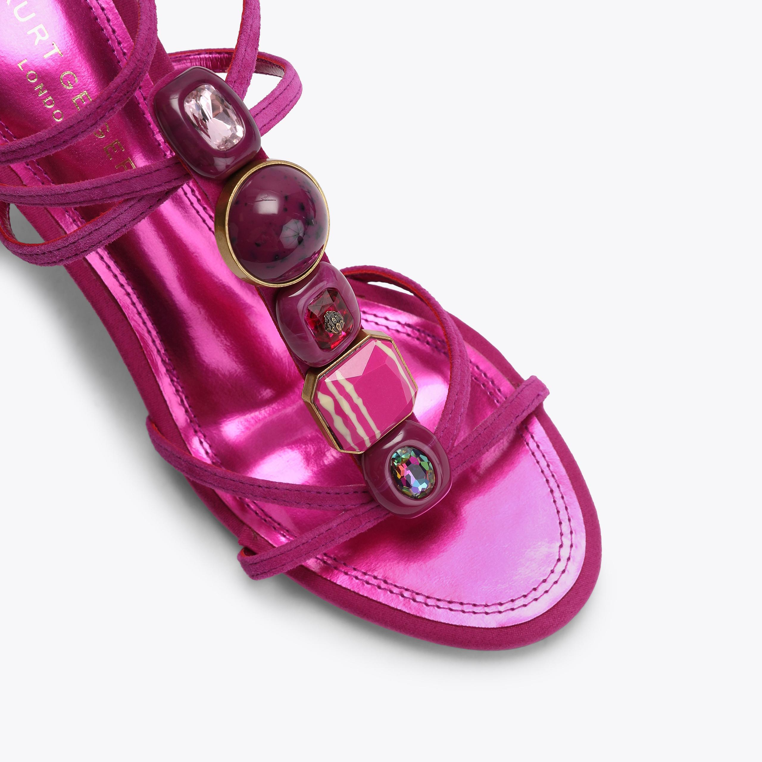 OPHELIA SANDAL Fuchsia Suede Heel by Kurt Geiger London