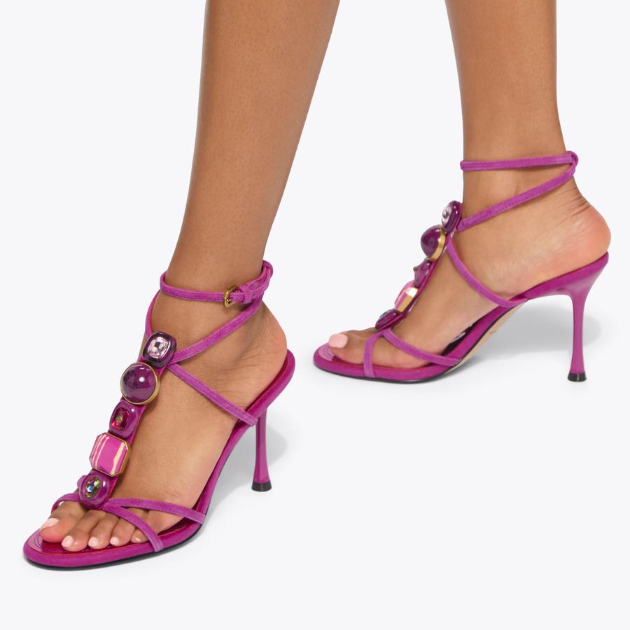 OPHELIA SANDAL Fuchsia Suede Heel by Kurt Geiger London