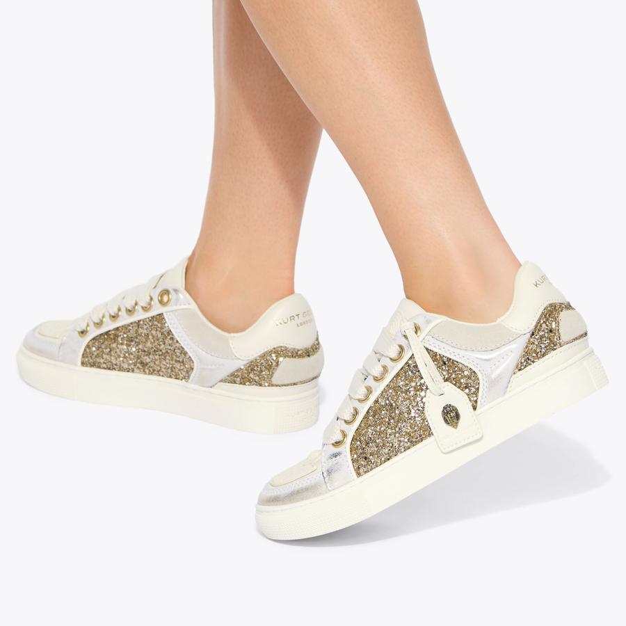 SOUTHBANK TAG SLIM Blue Felt Fabric Lace Up Sneaker by Kurt Geiger