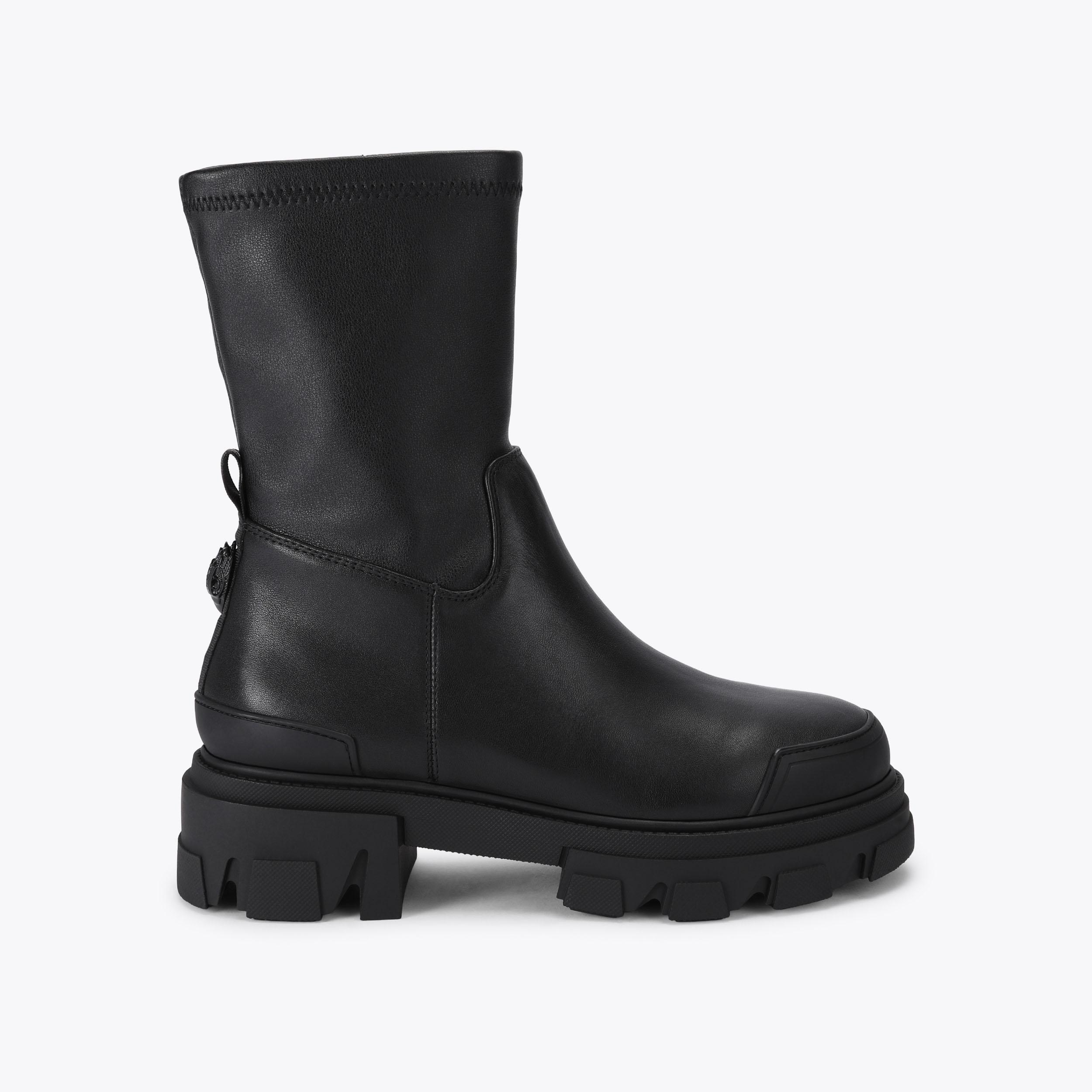 TRAIL SOCK ANKLE Black Leather Soft Ankle boot by Kurt Geiger London