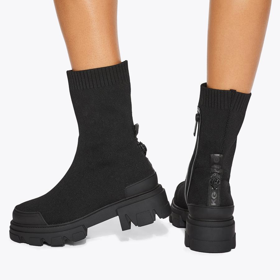 STOMP SOCK ANKLE Black Fabric Sock Ankle Boot by Kurt Geiger London