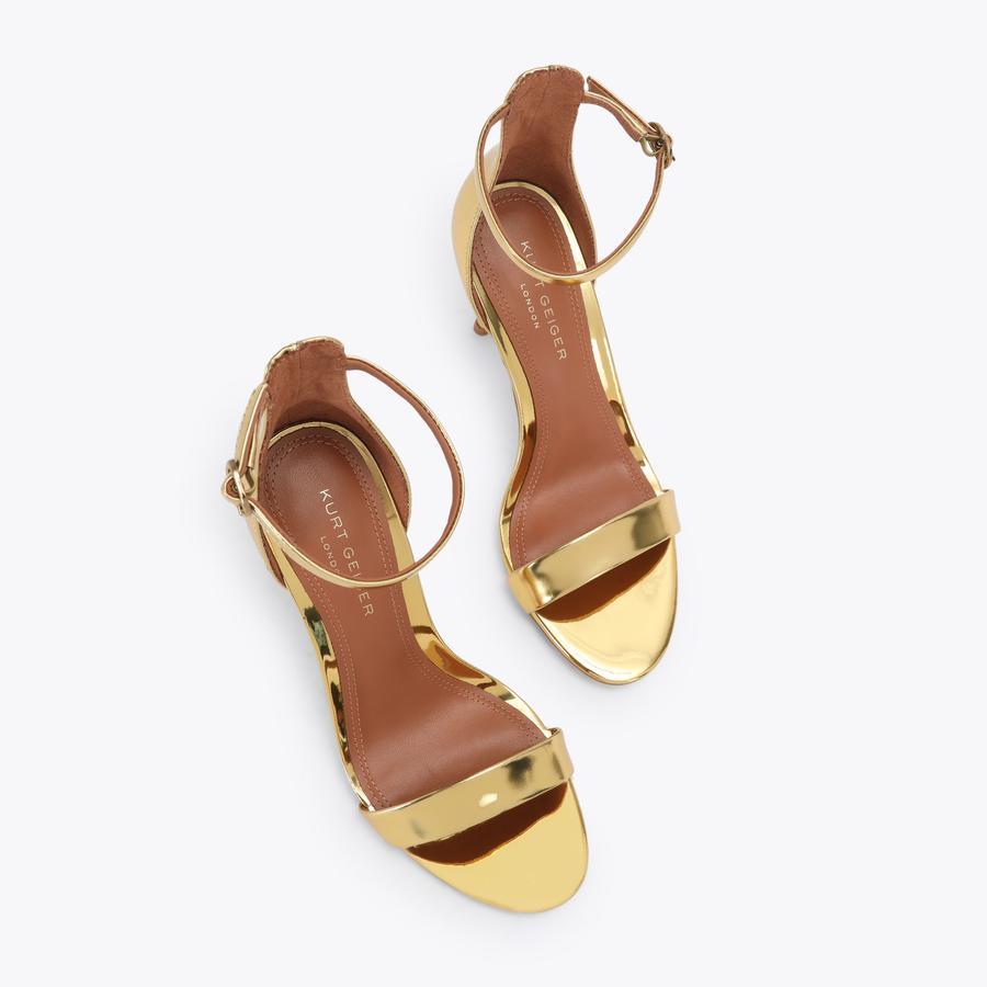 BANK SANDAL Gold Heeled Sandal by Kurt Geiger London