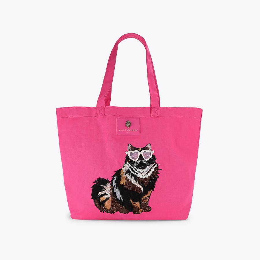 HOLBORN SHOPPER PATCH Pink Canvas Fabric Patch Bag by Kurt Geiger