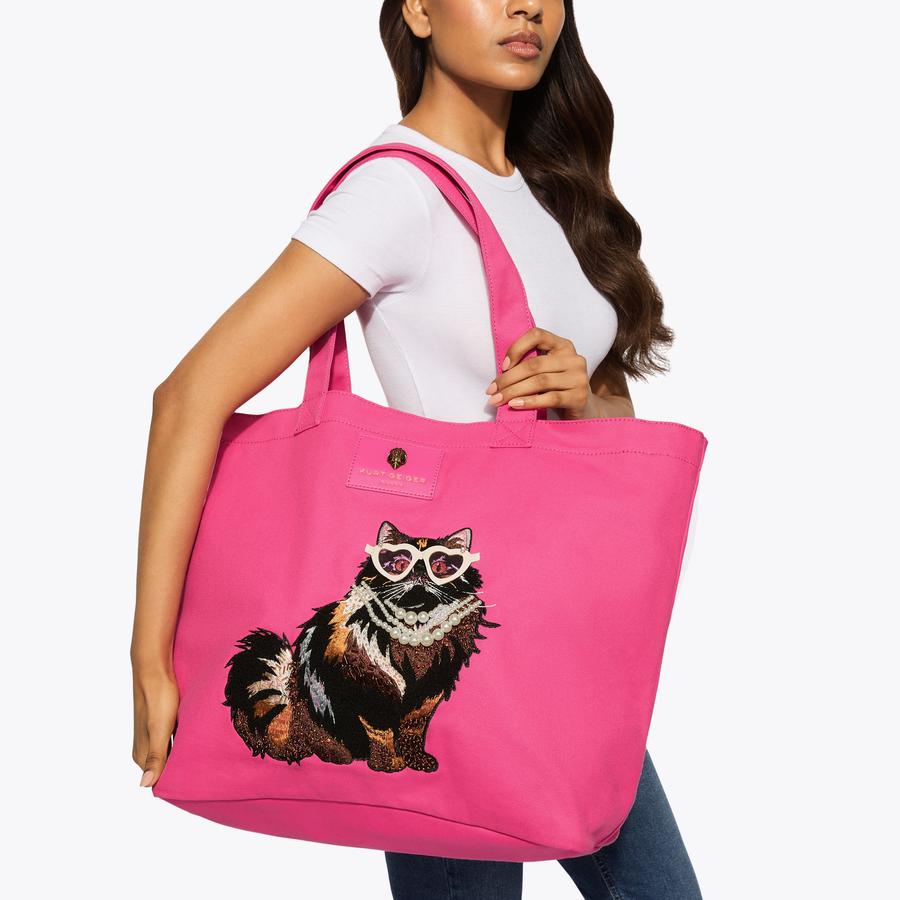 HOLBORN SHOPPER PATCH Pink Canvas Fabric Patch Bag by Kurt Geiger