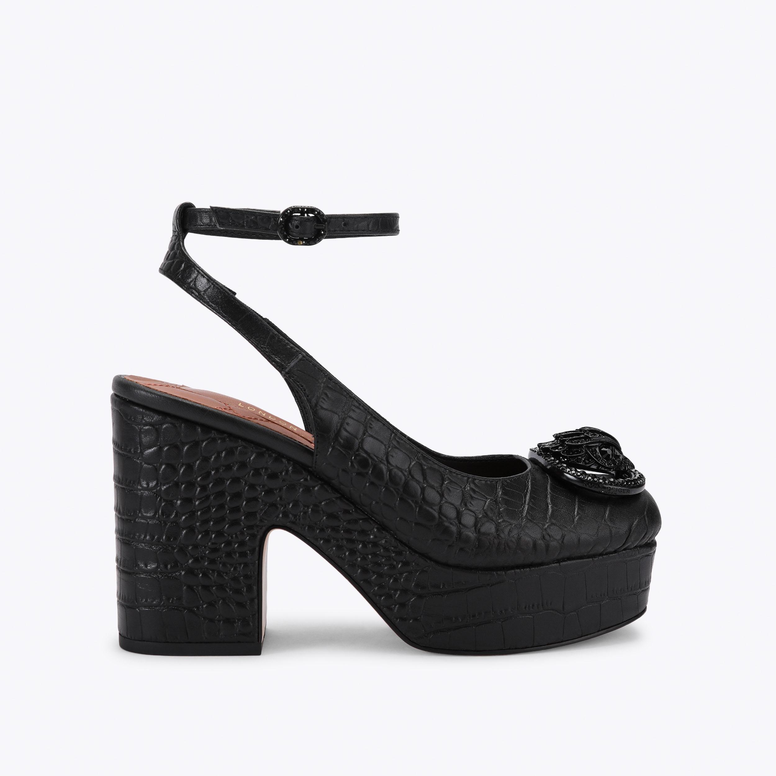 CHELSEA CLOSED PLATFORM Red Croc Heels by Kurt Geiger London
