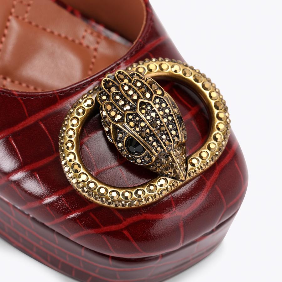CHELSEA CLOSED PLATFORM Red Croc Heels by Kurt Geiger London