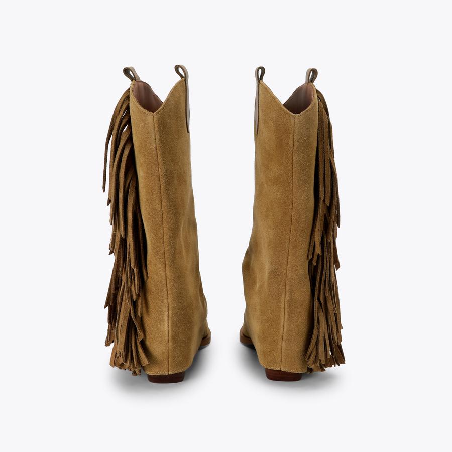 GAITER FRINGE COWBOY Tan Combination Suede Gaiter Fringe Cowboy by