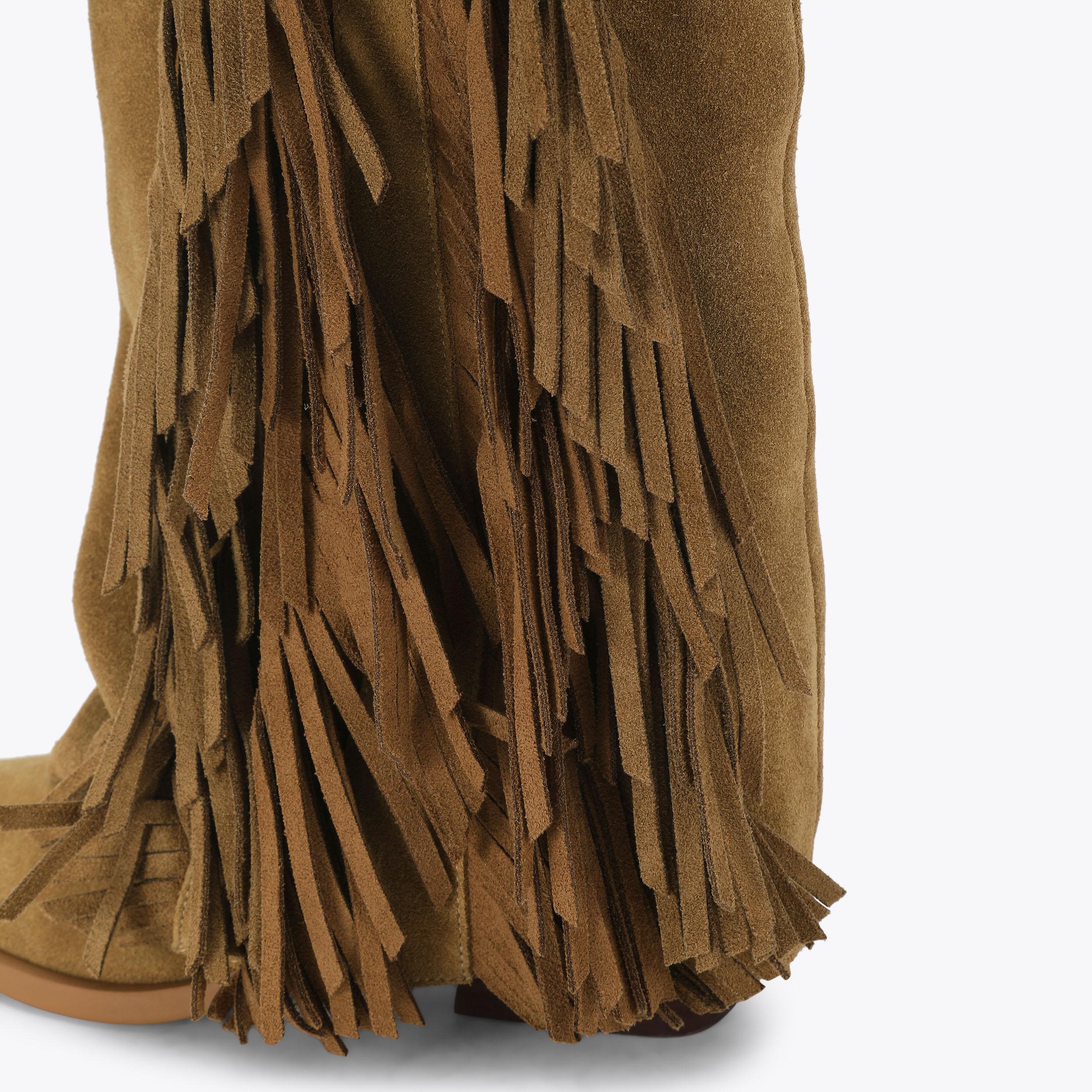 GAITER FRINGE COWBOY Tan Combination Suede Gaiter Fringe Cowboy by