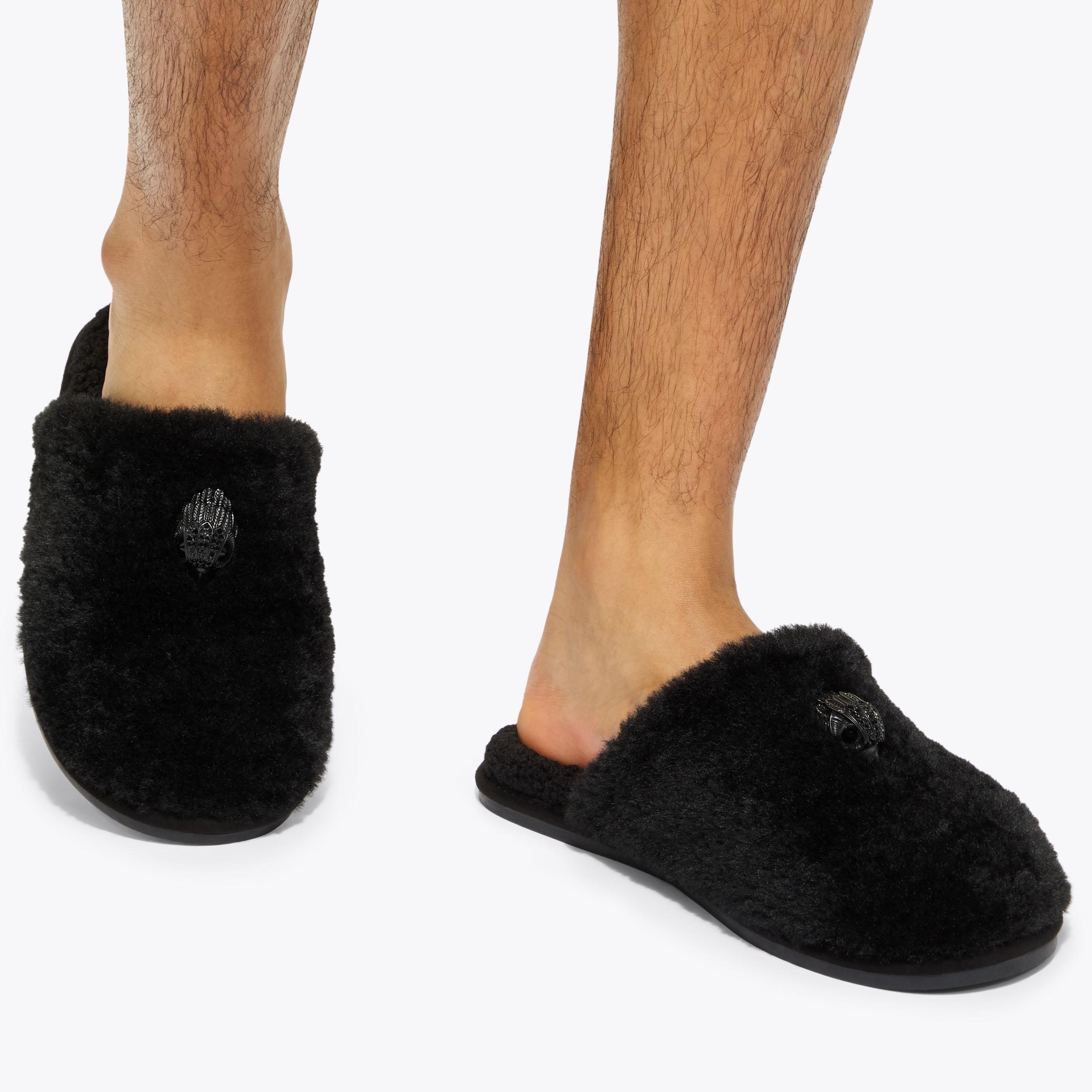 KENSINGTON SLIPPER Black Faux Fur Slipper by Kurt Geiger London