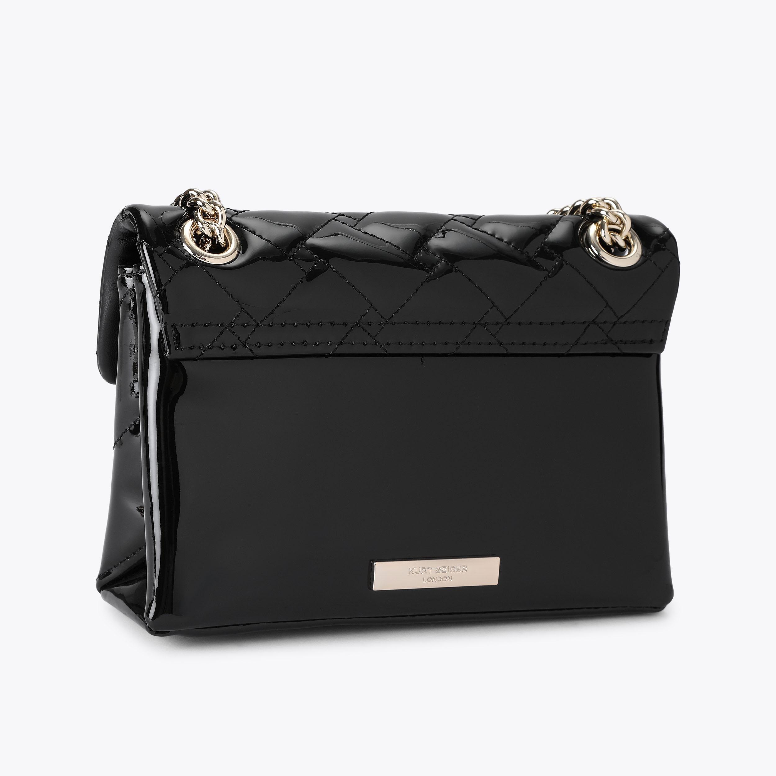 LEATHER MINI KENSINGTON Black Patent Crossbody by Kurt Geiger London