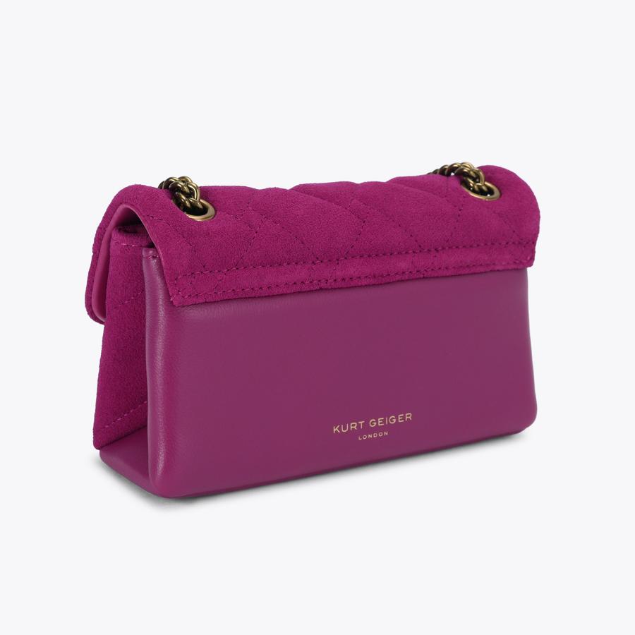 KENSINGTON 17 Fushia Suede Cross Body Bag by Kurt Geiger London