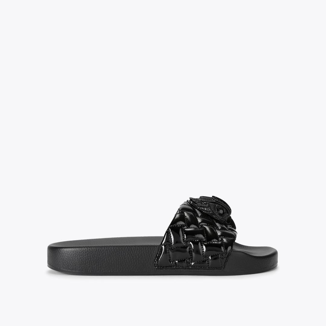 MEENA EAGLE LARGE Black Patent Slip On Sandal by Kurt Geiger London — Kurt Geiger London