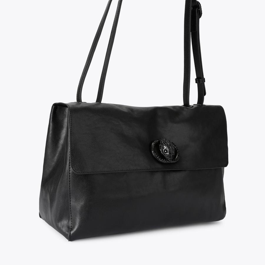 バッグ Salon de Chelsea CHELSEA LG SLOUCH FLAP DR Black Leather Slouchy Shoulder Bag by