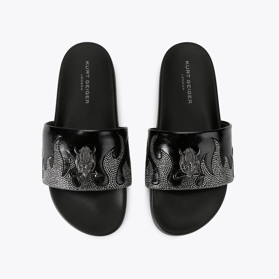 BROCKWELL SPOOKY SLIDE Black Slip On Sandal by Kurt Geiger London