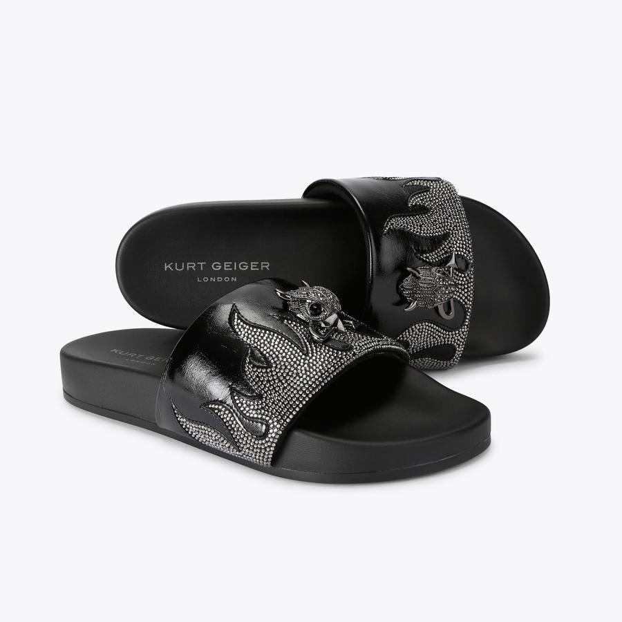 BROCKWELL SPOOKY SLIDE Black Slip On Sandal by Kurt Geiger London