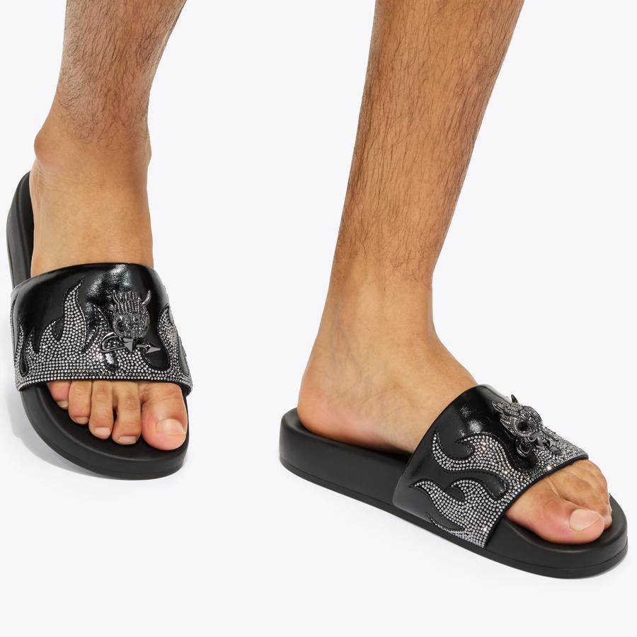 BROCKWELL SPOOKY SLIDE Black Slip On Sandal by Kurt Geiger London