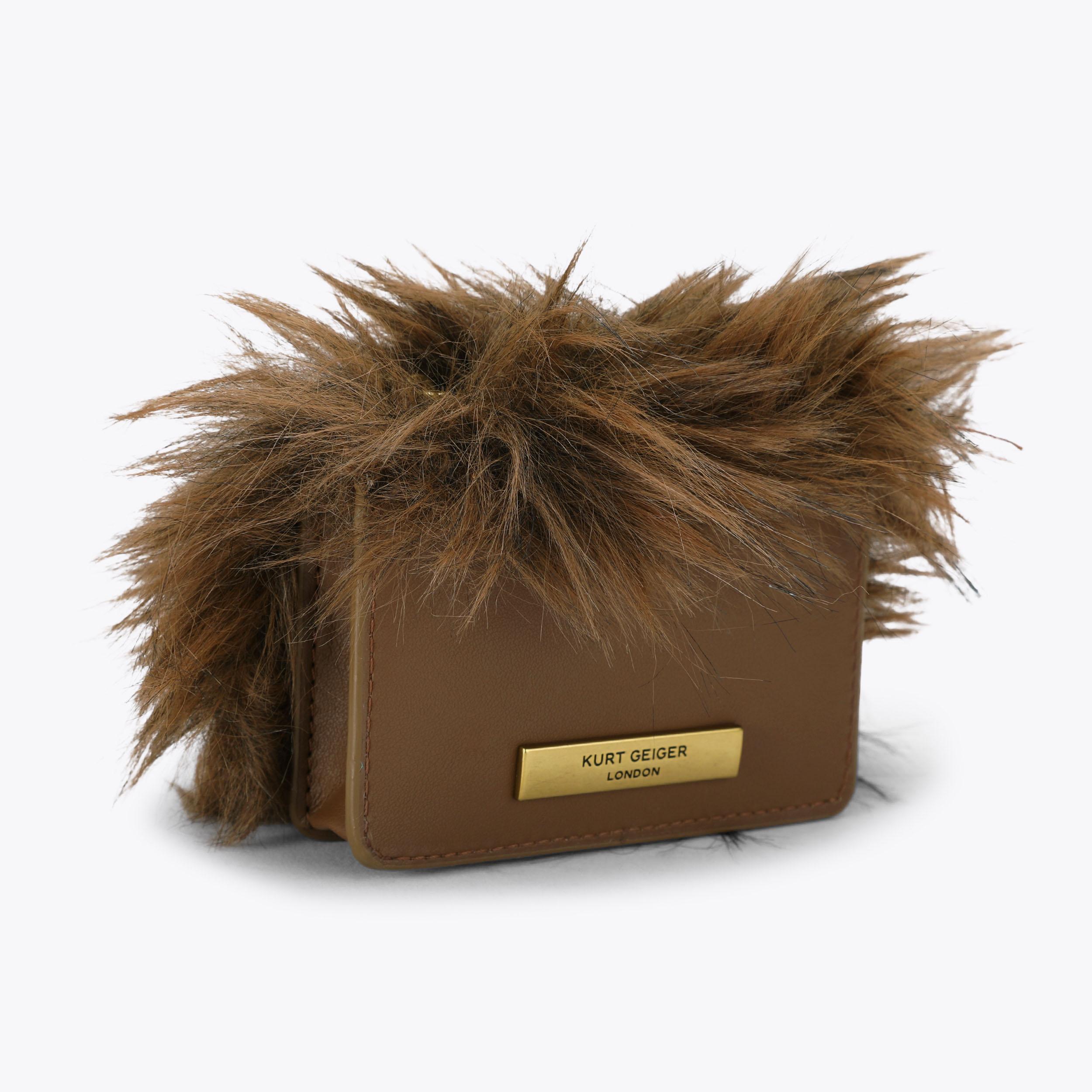 MICRO KENSINGTON EAGLE Brown Faux Fur Leather Cross Body Bag by
