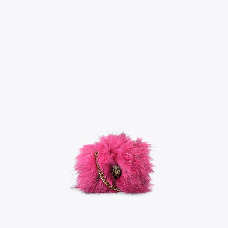 美品！GUCCI ピンクファークラッチバッグ MICRO KENSINGTON EAGLE Pink Faux Fur Cross Body Bag by Kurt Geiger