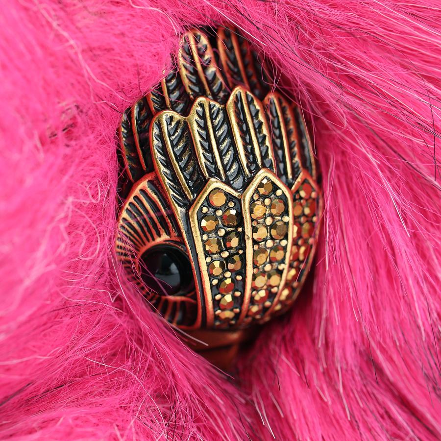 MICRO KENSINGTON EAGLE Pink Faux Fur Cross Body Bag by Kurt Geiger