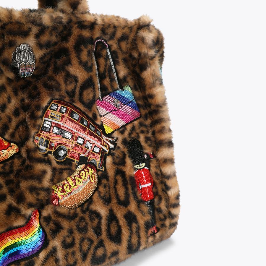 KR HOLBORN TOTE Brown Leopard Print Faux Fur Holborn Tote Bag by