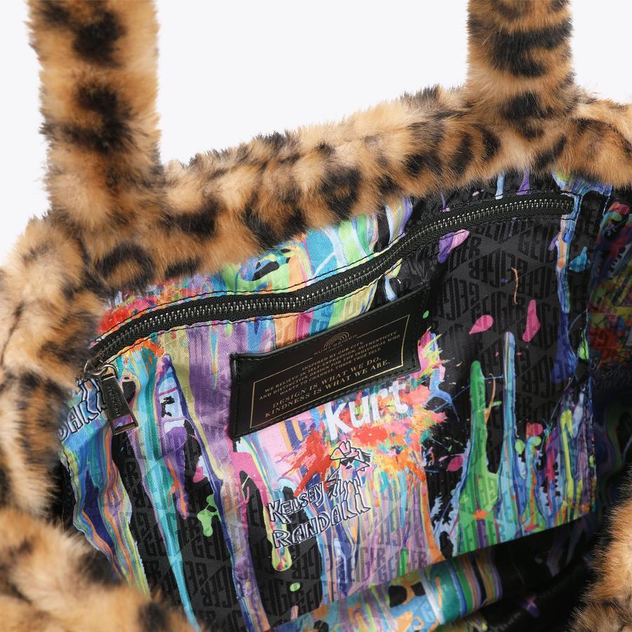 KR HOLBORN TOTE Brown Leopard Print Faux Fur Holborn Tote Bag by