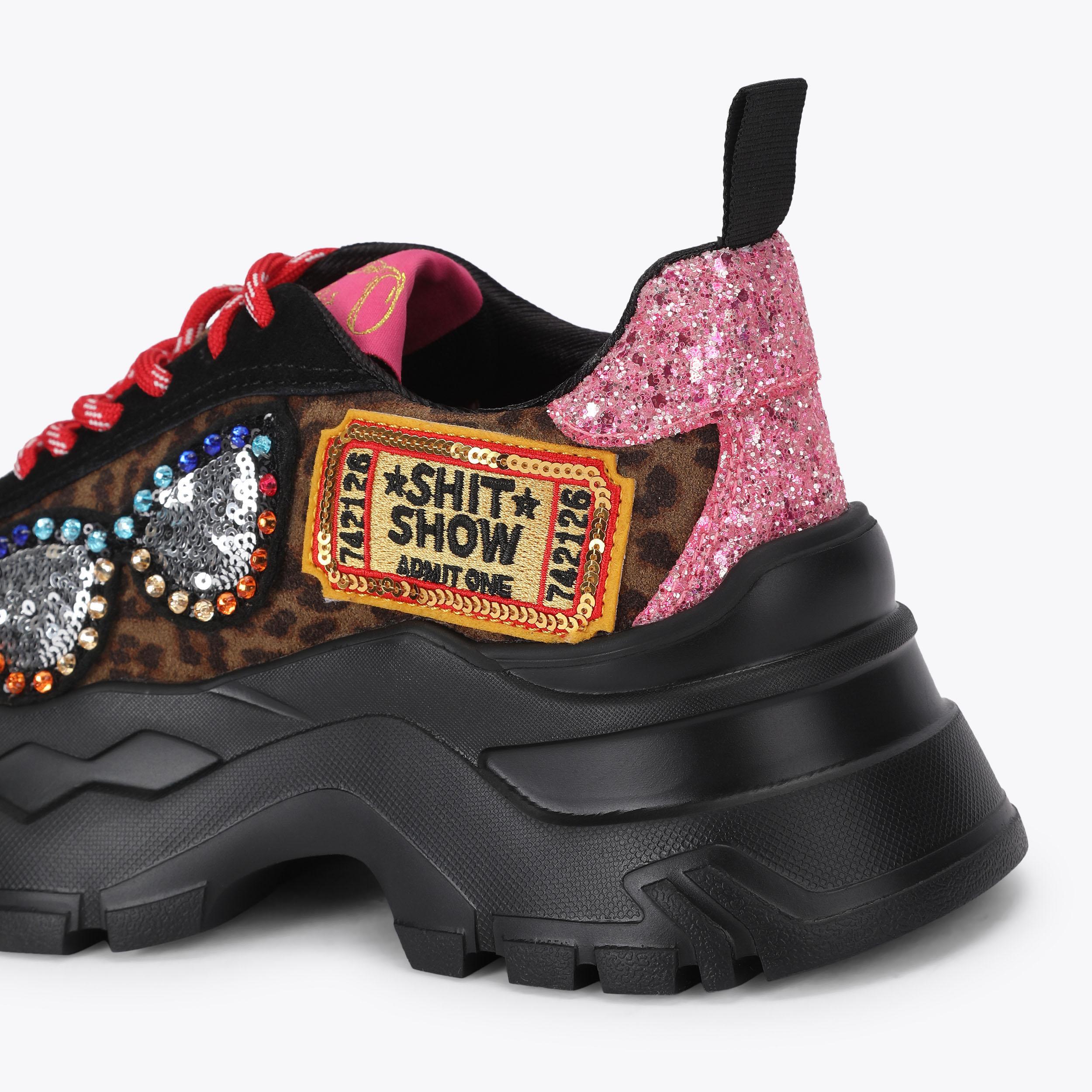 KR PUMP RUNNER Leopard Print Suede Sneaker by Kurt Geiger London